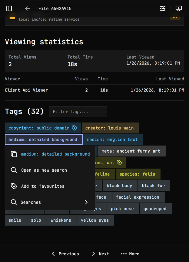 File tags menu