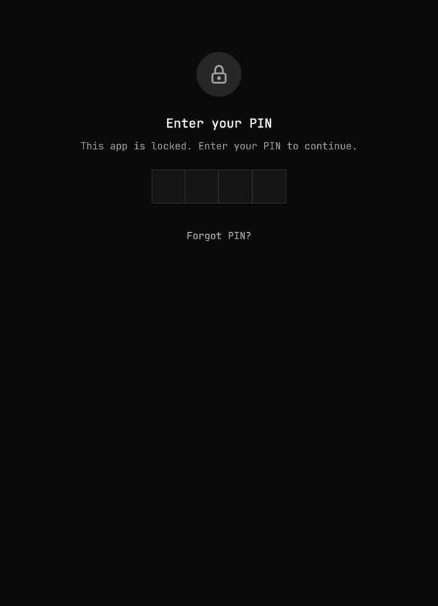 PIN lock screen